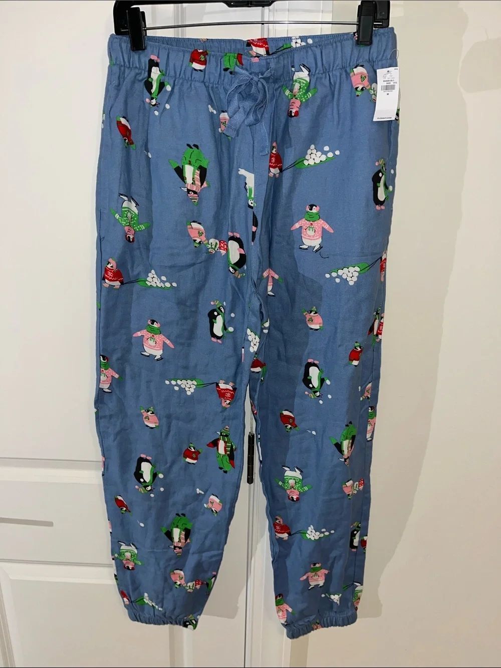 NWT Old Navy Winter Holiday Ski Flannel Pink Penguin Pajama Pants Lounge Casual